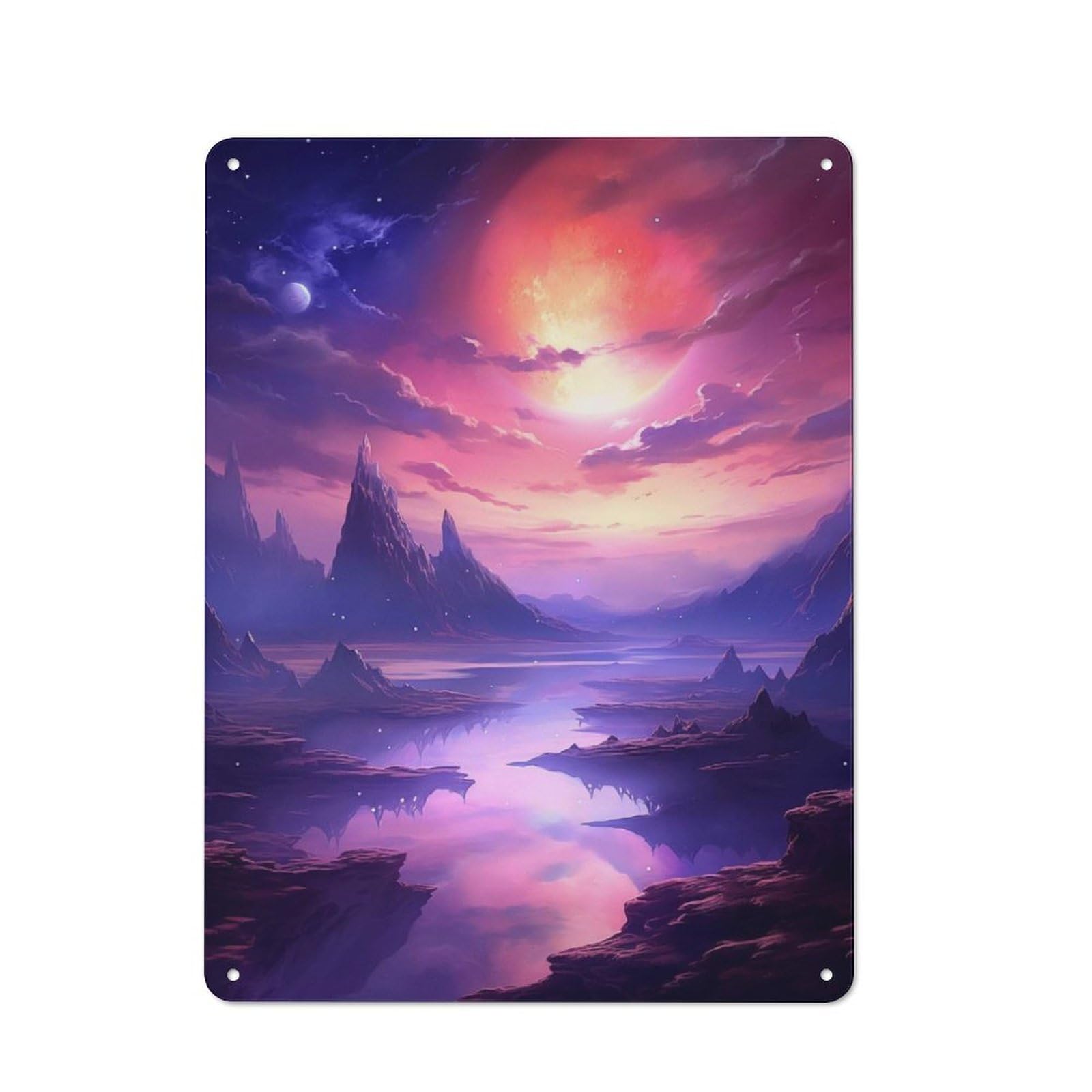 Junmoney Style Workshop Celestial Wilderness Decorative Metal Plaque 40X30cm, Workshop Wall Decor For Garage, Hobby Room, Office Or Man Cave