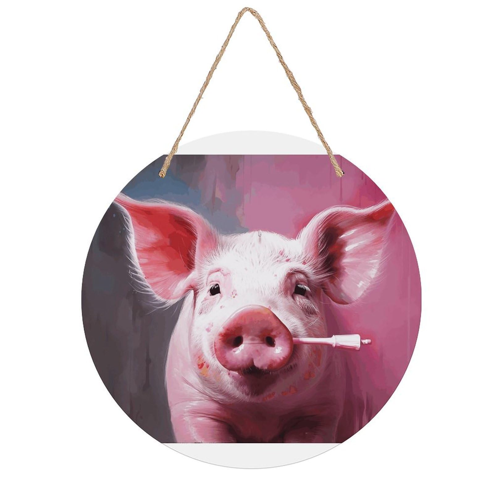 Adfgyerh Style Smiling (12) Room Decor，Round Wooden Board Painting，Wall Art，Easy To Hang，Wall Decor ，Suitable For Homes, Offices, Holidays, Bars, Cafes, And Other Venues.