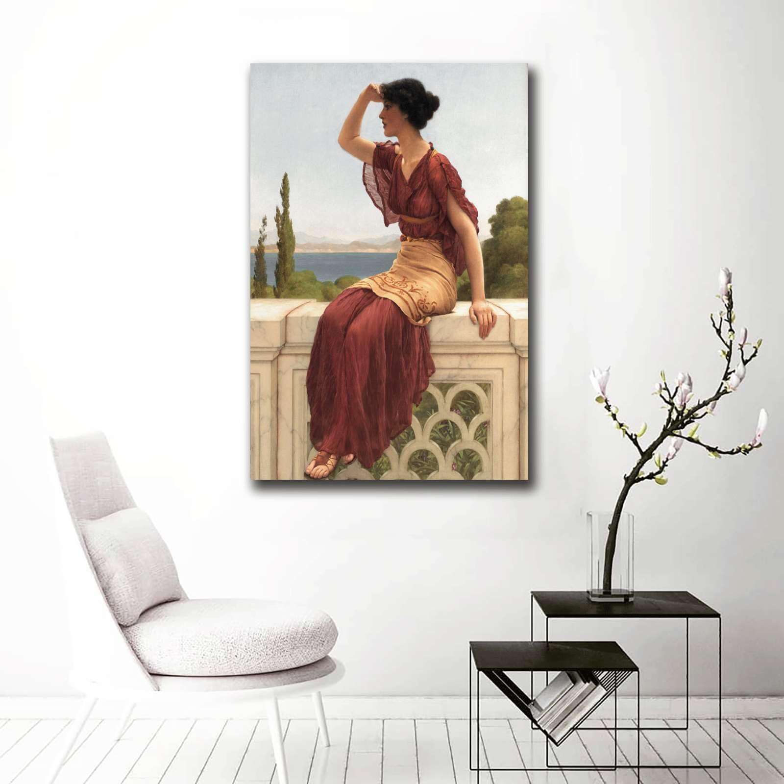 NINGJINJU Wall Art Canvas Print Ancient Woman In A Red Dress Painting Living Room and Bedroom Home Decoration 8X12inch: Posters & Prints