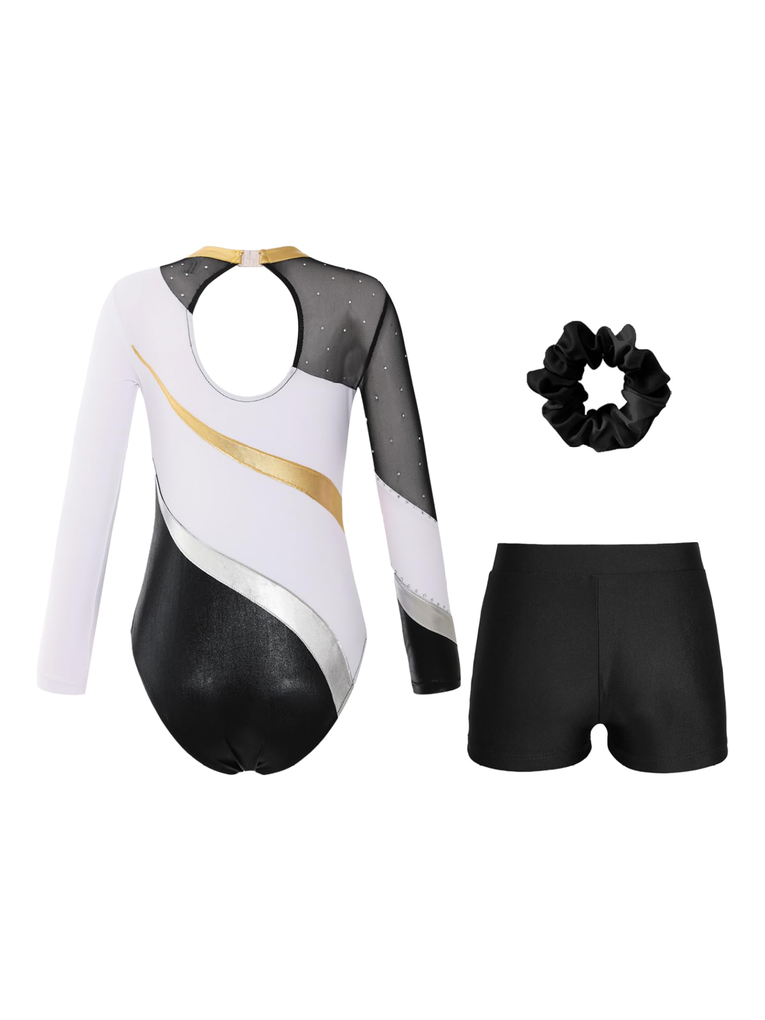 Turnanzug Mädchen Langarm Gymnastikanzug Mit Hose Und Haarband 3-teiliges Gymnastik-outfit Wettkampf