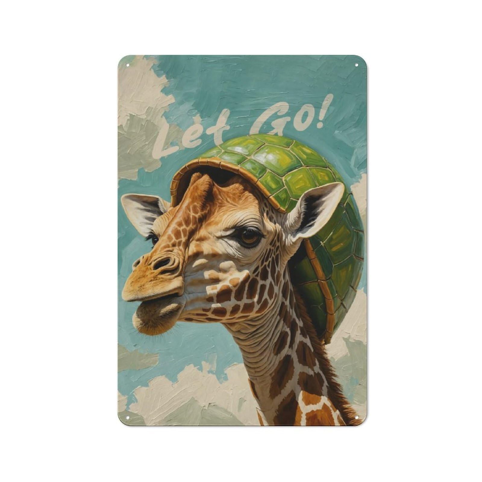 Junmoney Shelled Giraffe Rustic Metal Sign 30X20cm Featuring For Hallway Wall, For Collectors Decorating Hallways And Entrance Areas