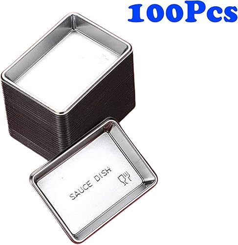 Miniatura 3 de MGGi Paquete de 100 platos rectangulares para salsa, mini platos desechables de postre de inmersión, platos de salsa, platos de salsa de soja,