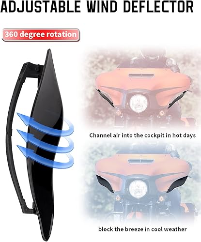 Miniatura 2 de Deflectores de viento ajustables negros para carenado superior, compatibles con Harley Davidson Street 2014-2024, Electra Glide, Ultra Limited, Tri