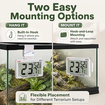 Reptile Thermometer Hygrometer, Digital Temperature Humidity Gauge for Tank
