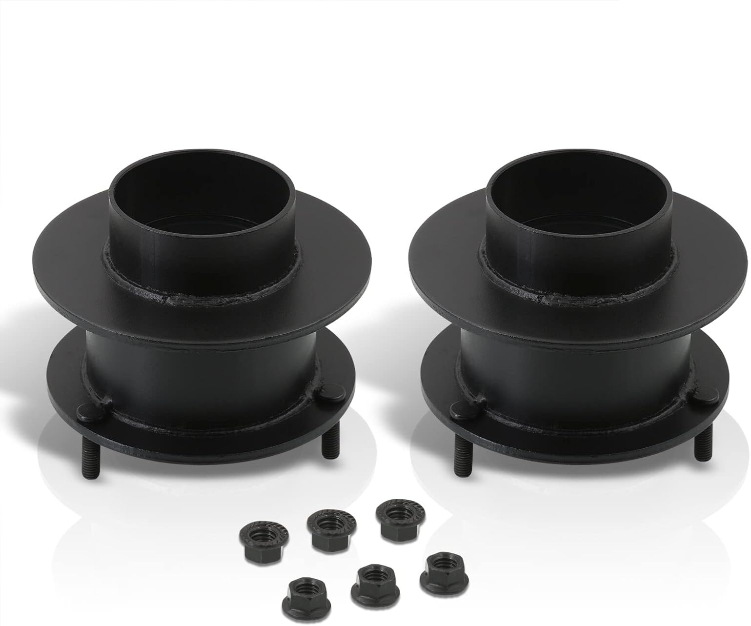 AJP Distributors 2" Front Coil Spring Spacers 2 Inch Leveling Lift Kit Pair Heavy Duty Steel Black Off Road Upgrade Compatible/Replacement For Dodge Ram 1500 Mega Cab 2500 3500 4X4 4WD Pickup Truck