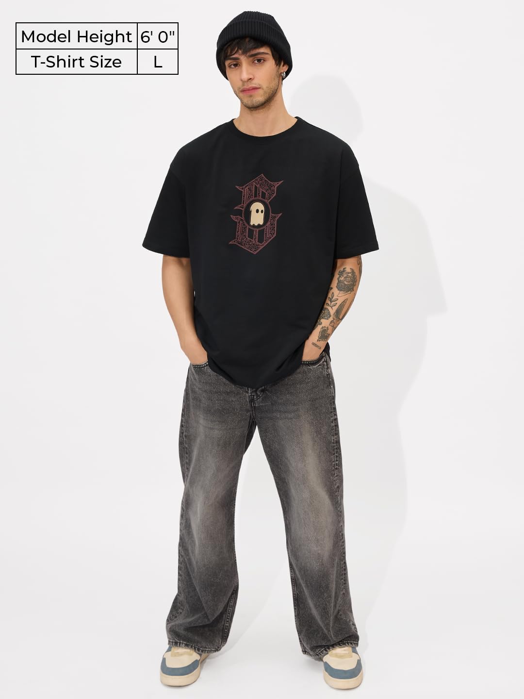 The Souled Store The King T-Shirt für Herren und Jungen, kurzärmelig, Rundhalsausschnitt, Baumwolle, Oversize, Schwarz