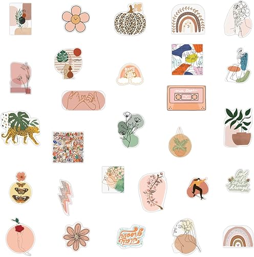 Miniatura 2 de Paquete de 100 calcomanías bohemias, calcomanías de vinilo impermeables para botellas de agua, laptop, patineta, guitarra, teléfono, calcomanías
