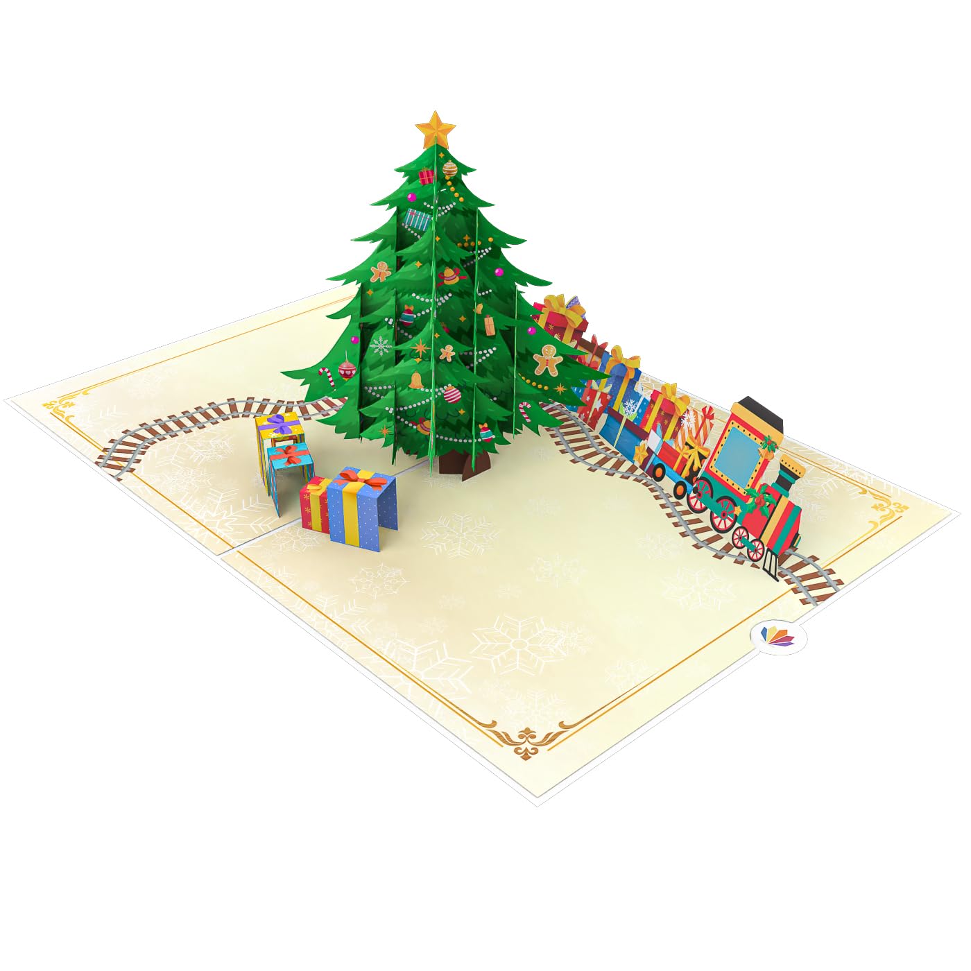 LIMAH® Pop-up Christmas Card Christmas Tree, 3D Card for Christmas with Christmas Tree Play Train and Gifts, Funny Gift Idea - Image 3