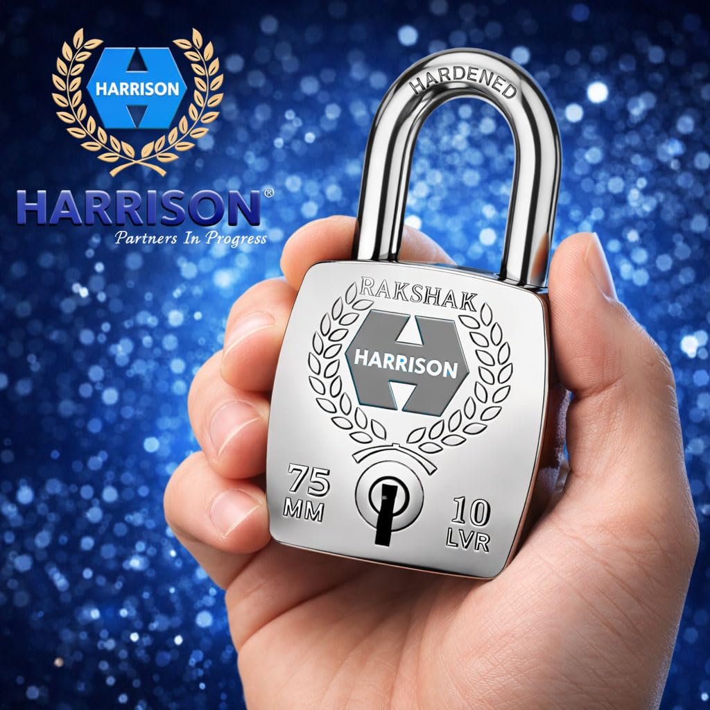 Harrison Padlocks/Square Padlock 75mm 10 Lever with 3 Keys 5564-Rakshak Pack of 1/Padlock, Padlocks, Locks for Home, Locks for Main Door, gate — Amazon image 3