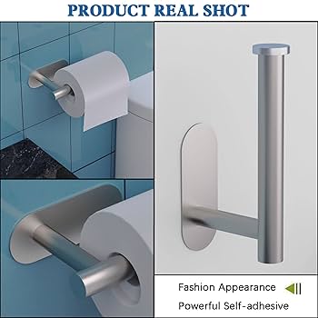 Stainless Steel Adhesive Stick On Wall Toilet Paper Holder With Shelf - Paper Holders, Toilet Paper Holder
