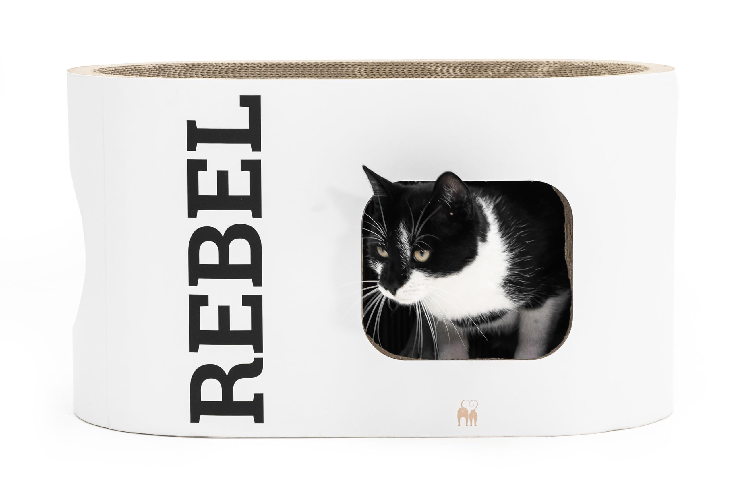 Petrebels Kratzpappe Ruby 60, Katzen Kratzbrett aus sehr stabilem Karton, Kratzkarton 60 x 32 x 34 cm, Farbe Weiß