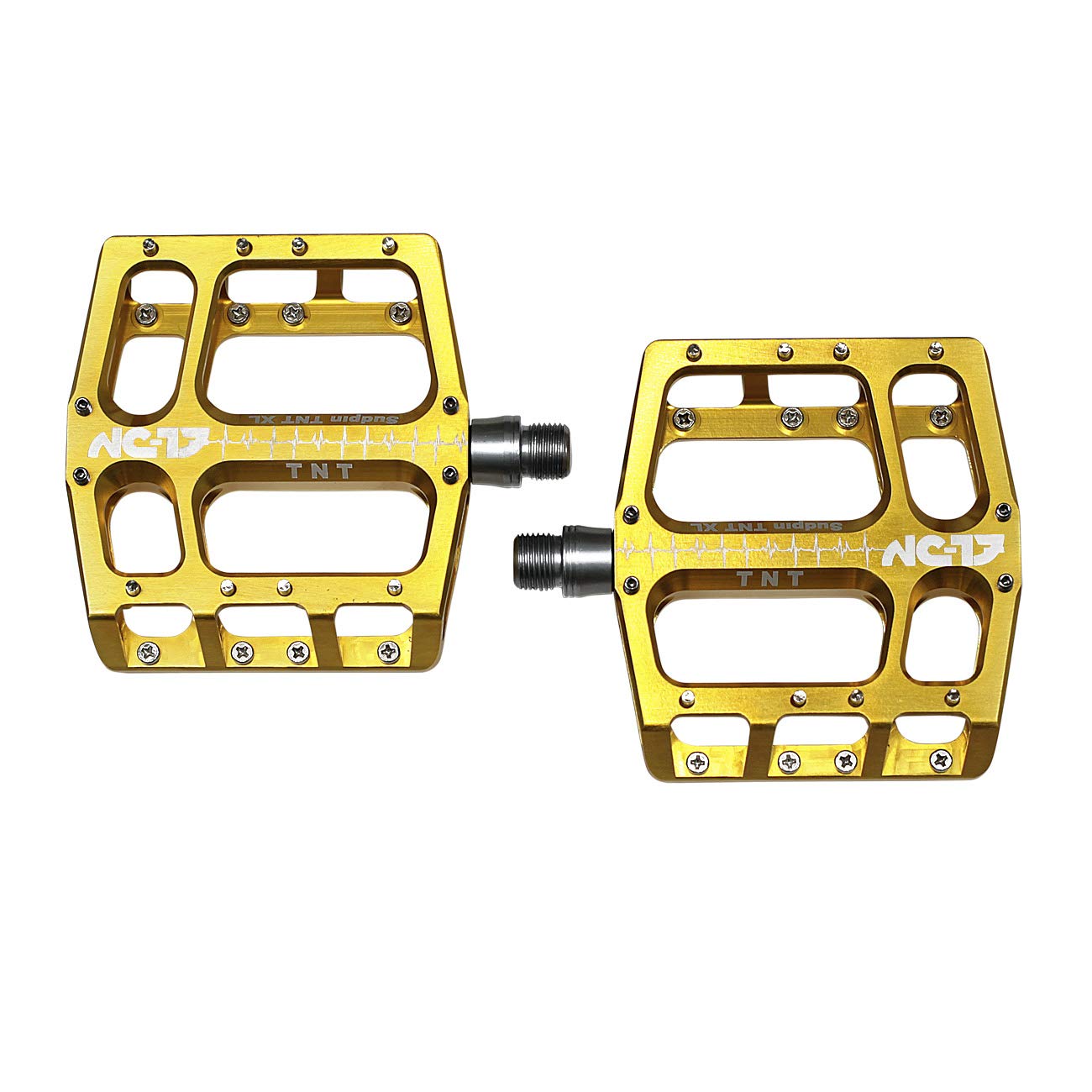 NC-17 Sudpin IV XL TNT Aluminium Plattform Pedale | Mountainbike Pedal | BMX Pedal | Flache Bauhöhe 18 mm | FAILSAFE System | Präzisionslager + Cr-Mo Achse | inkl. Ersatzpins