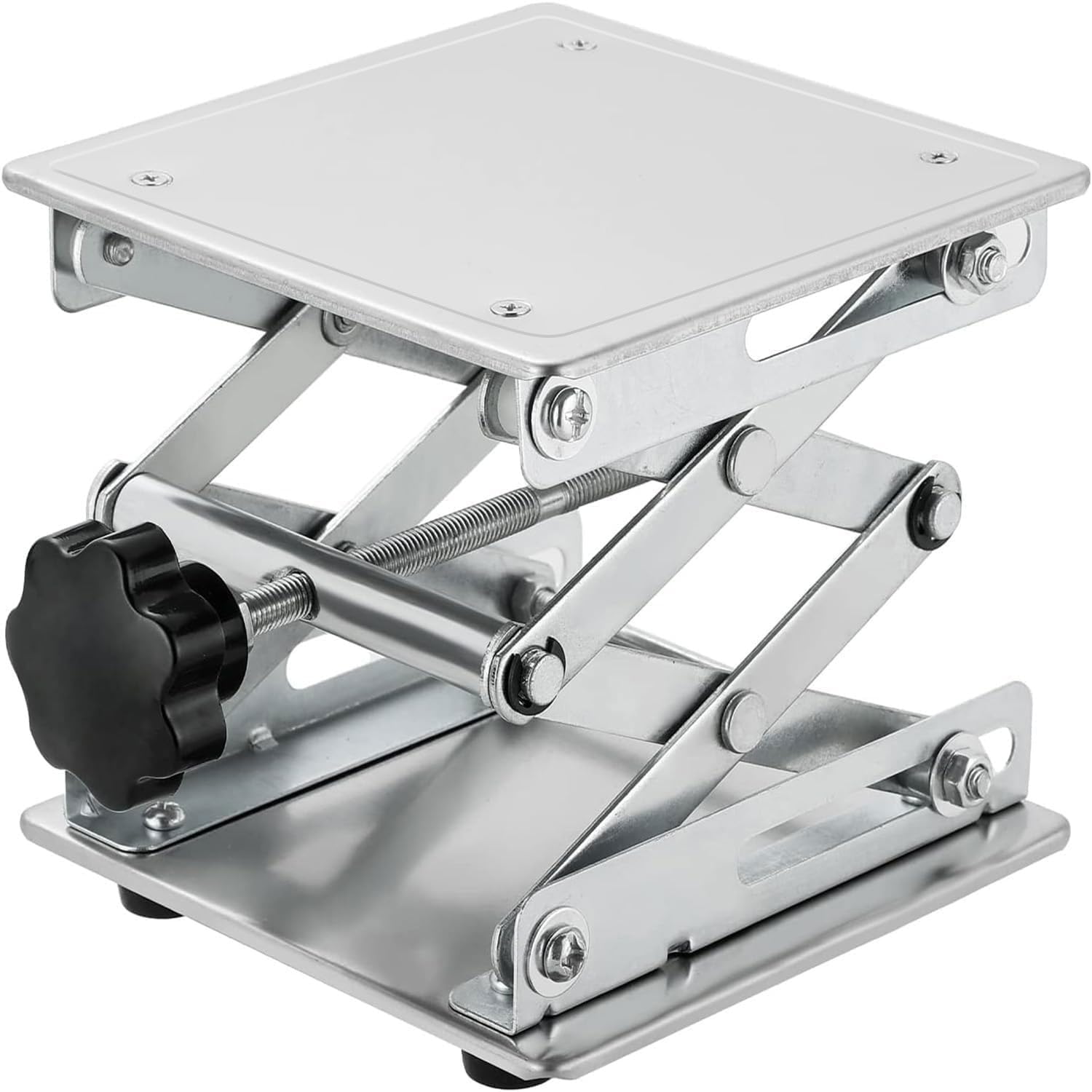 Elevador de tijera de 6 a 12 pulgadas para laboratorios, capacidad de 22 a 55 libras, altura ajustable de 65 a 460 mm, 4 especificaciones disponibles, plataforma de elevación compacta de 20 x 20 cm