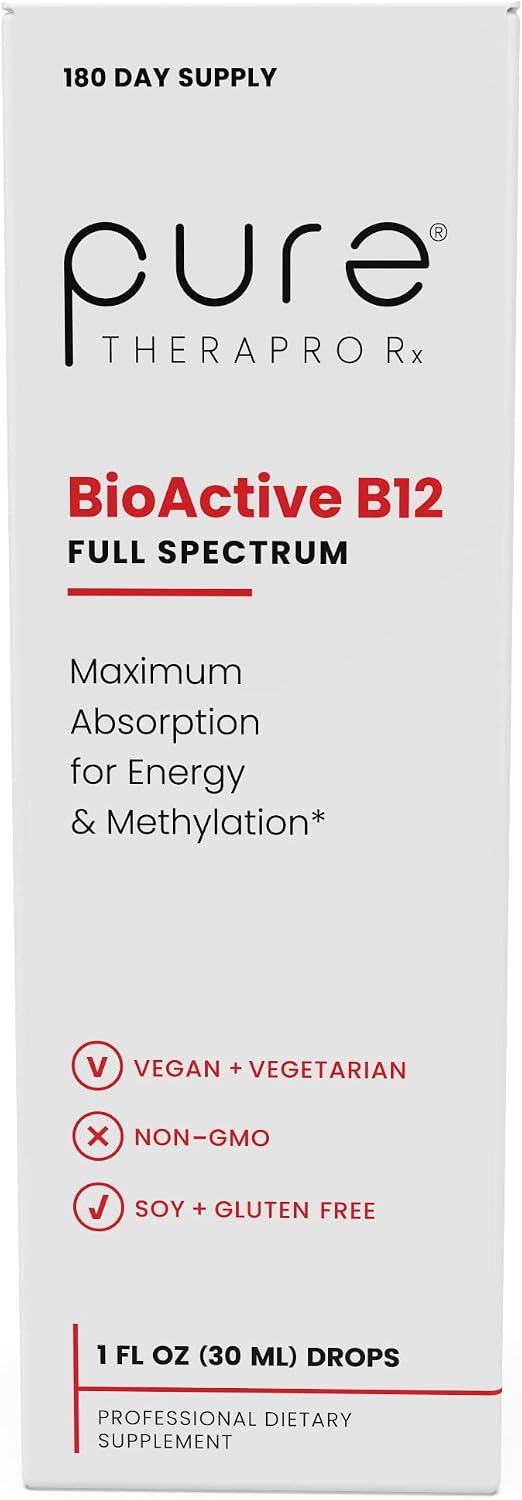 BioActive Vegan Vitamin B12 Sublingual Liquid Supplement (4 Drops a Day for a 180-Day Supply) - B12 Liquid Vitamin Drops with Hydroxocobalamin, Adenosylcobalamin & Methylcobalamin 1,000 mcg per Drop