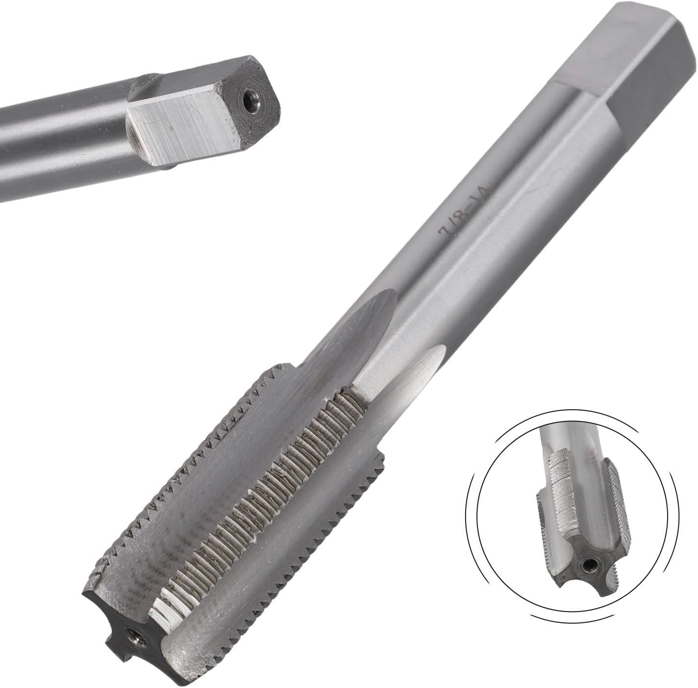 7/8"-14 UNF Right Hand Straight Flute for HSS Thread Tap for Through Hole & Shallow Blind Hole Tapping, Compatible with for CNC Lathes, Machining Centers, Bench Drills, Tapping Machines