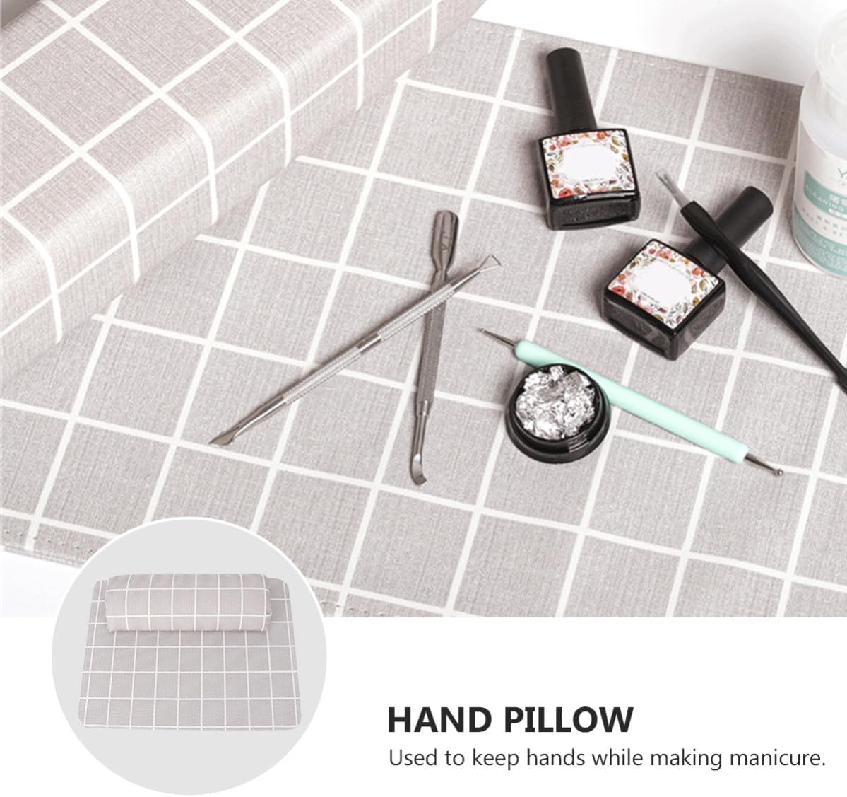 Garneck European Style Pu Manicure Cushion Set with Convenient Nail Art Mat and Easy Cleanup Feature, Soft Hand Rest Pillow for Salon and Home Nail Polish Practice