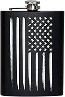 Vista 40 de Frasco azul marino envuelto en cuero de 8 onzas Frasco de acero inoxidable USN para licor - Marrón tabaco, regalos de la Marina de los Estados