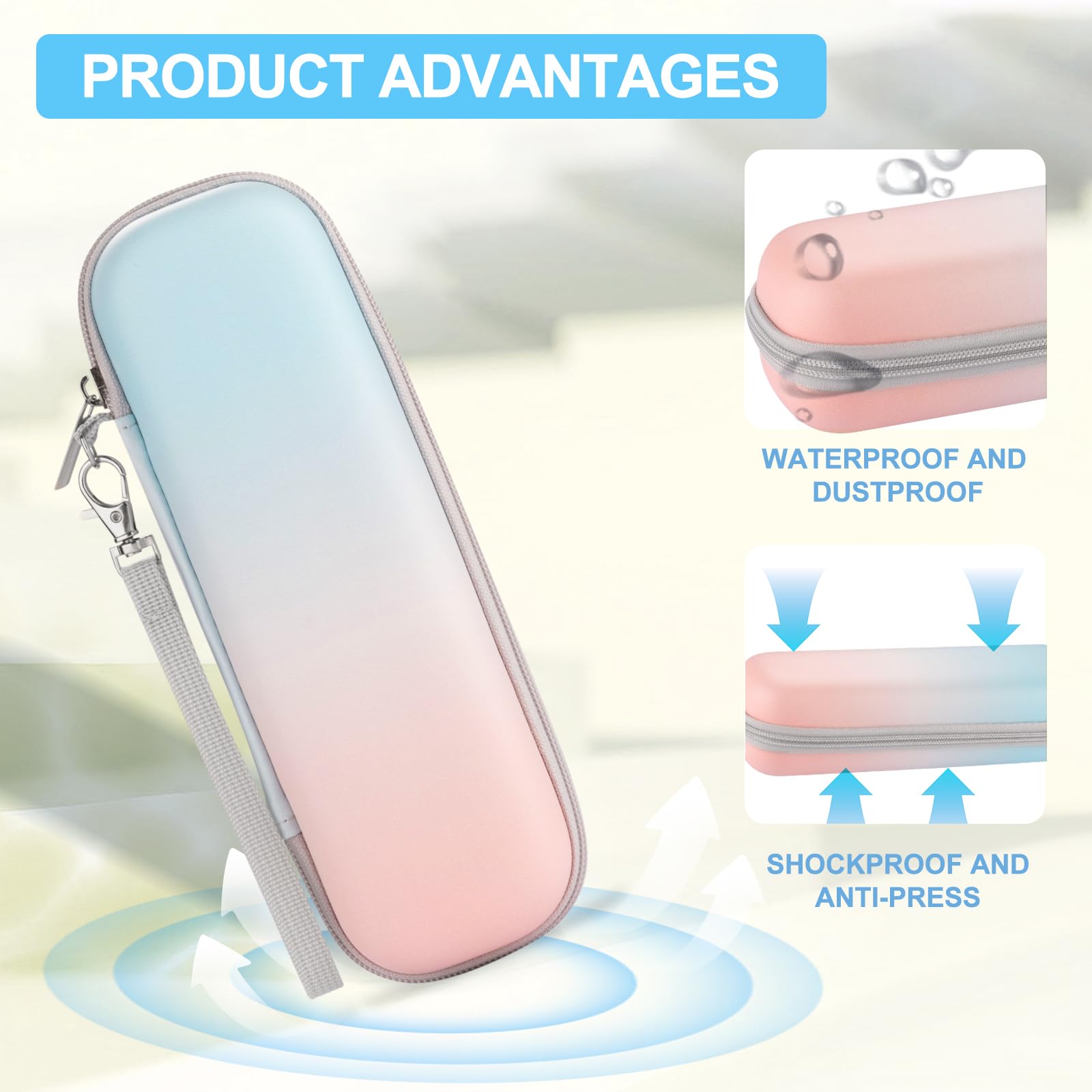 TUNYINSH Travel Case for Oral-B/Oral-B Pro/Philips Sonicare Electric Toothbrush with Accessories Storage,Portable Hard Protective Storage Bag (Gradient) - Image 4
