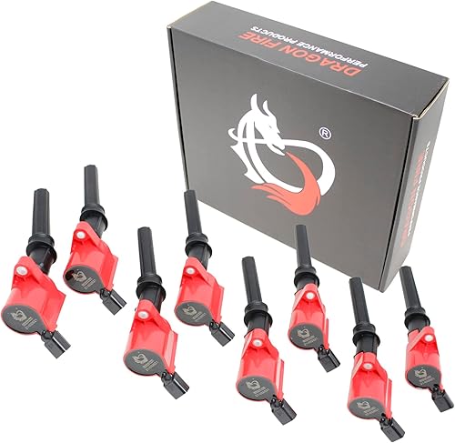 AIP Electronics Juego de 8 bobinas de encendido Dragon Fire de alto rendimiento en enchufe COP Pencil Pack compatible con Lincoln Ford V8 V10