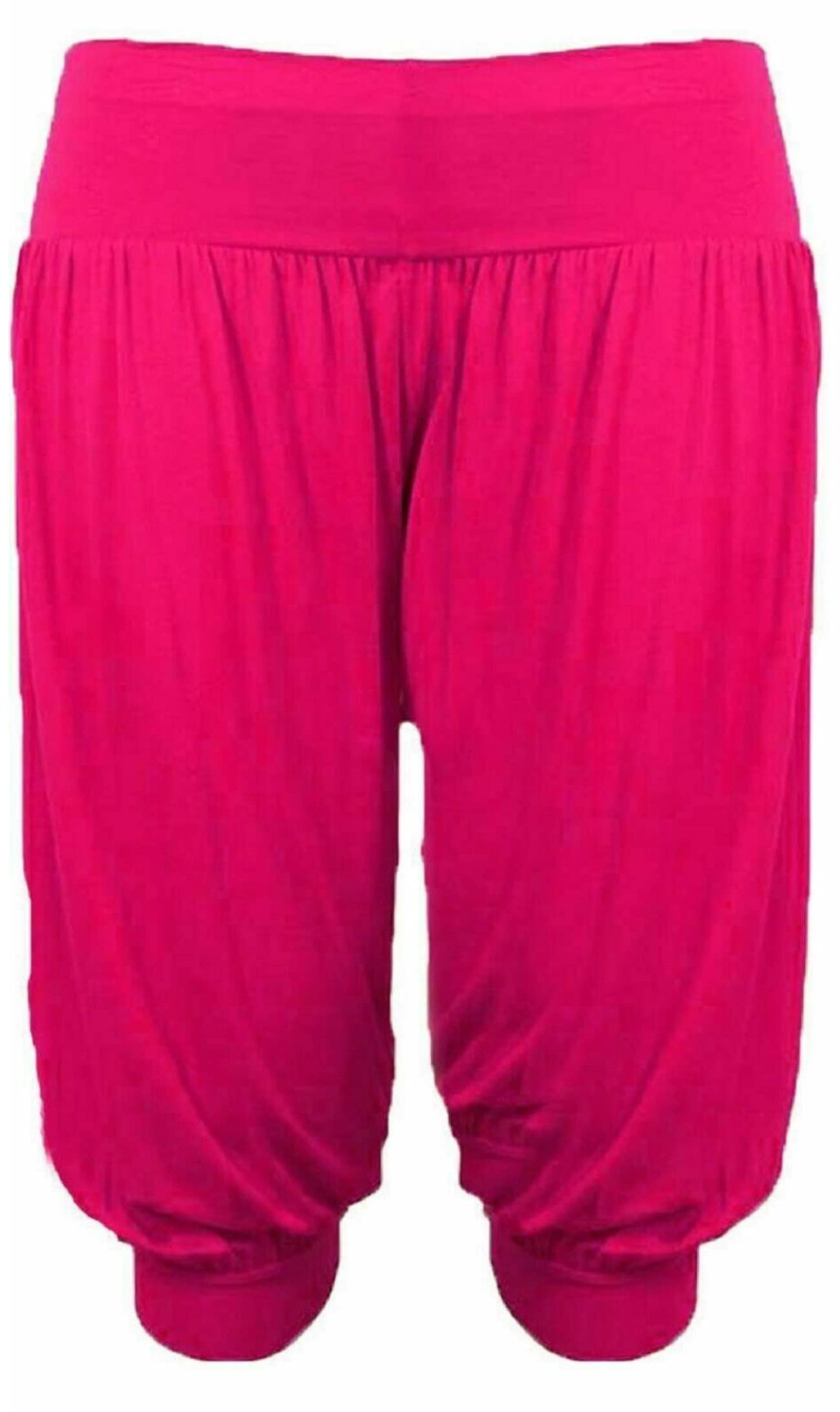 Riddled With Style Women's Cerise Loose Fit Yoga Pants ¾ Alibaba Trouser Summer Wear Cuffed Pants Casual Wear Lounge Trousers Arabic Belly Dancer Pants Egyptian Dance Leggings Uk 8-26