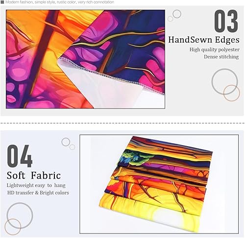 Miniatura 7 de Amhokhui Tapiz de sol, tapiz de árbol de bosque trippy, vintage, estético, floral, tapiz de pared misterioso mágico de río, tapiz de paisaje