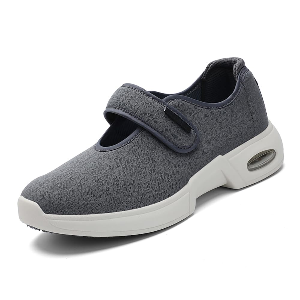 Zapatos para Diabéticos Calzado Ortopédico Fácil De Poner Zapatillas De Ancho Especial Calzado Ajustable con Plantilla De Espuma Viscoelástica Y Suela Antideslizante Ligera