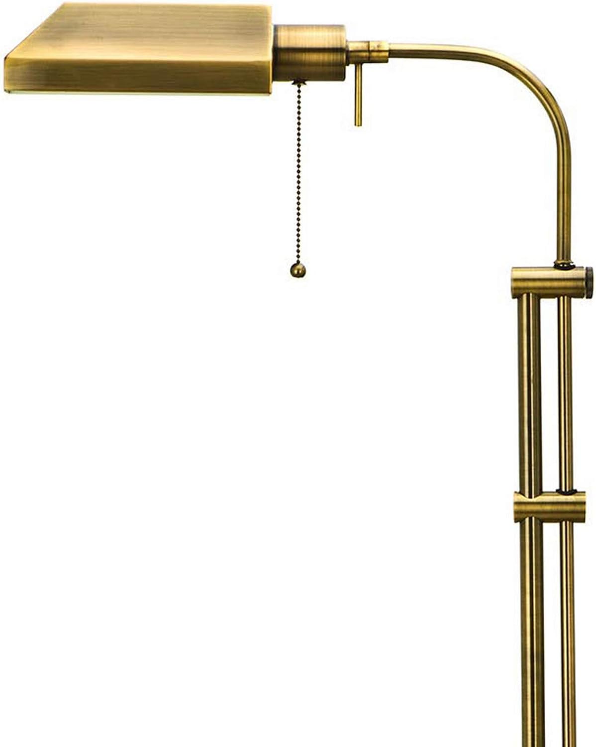 Benjara Metal Rectangular Floor Lamp with Adjustable Pole, Gold
