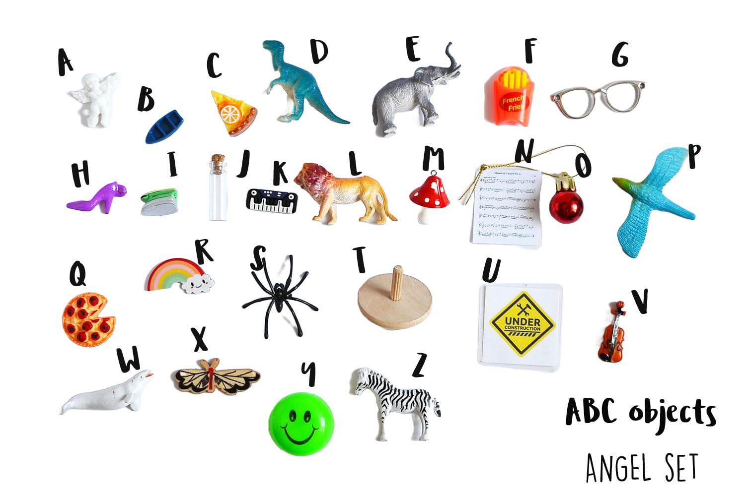 天使の置物ABC TomToy Conjunto de objetos do alfabeto de anjo para caixa