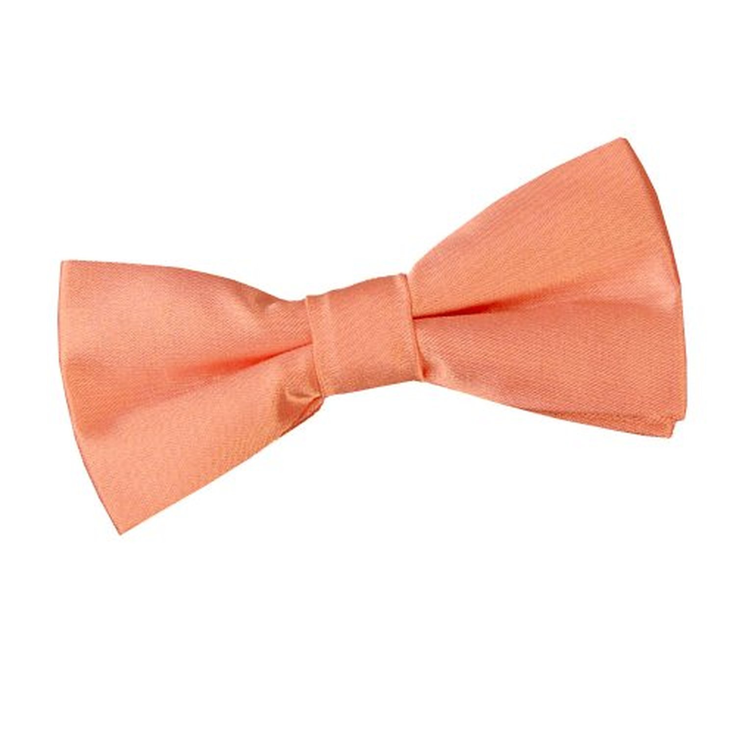 DQT Boys Plain Glossy Satin Pre-Tied Bow Tie – Wedding, Party & Formal – Coral