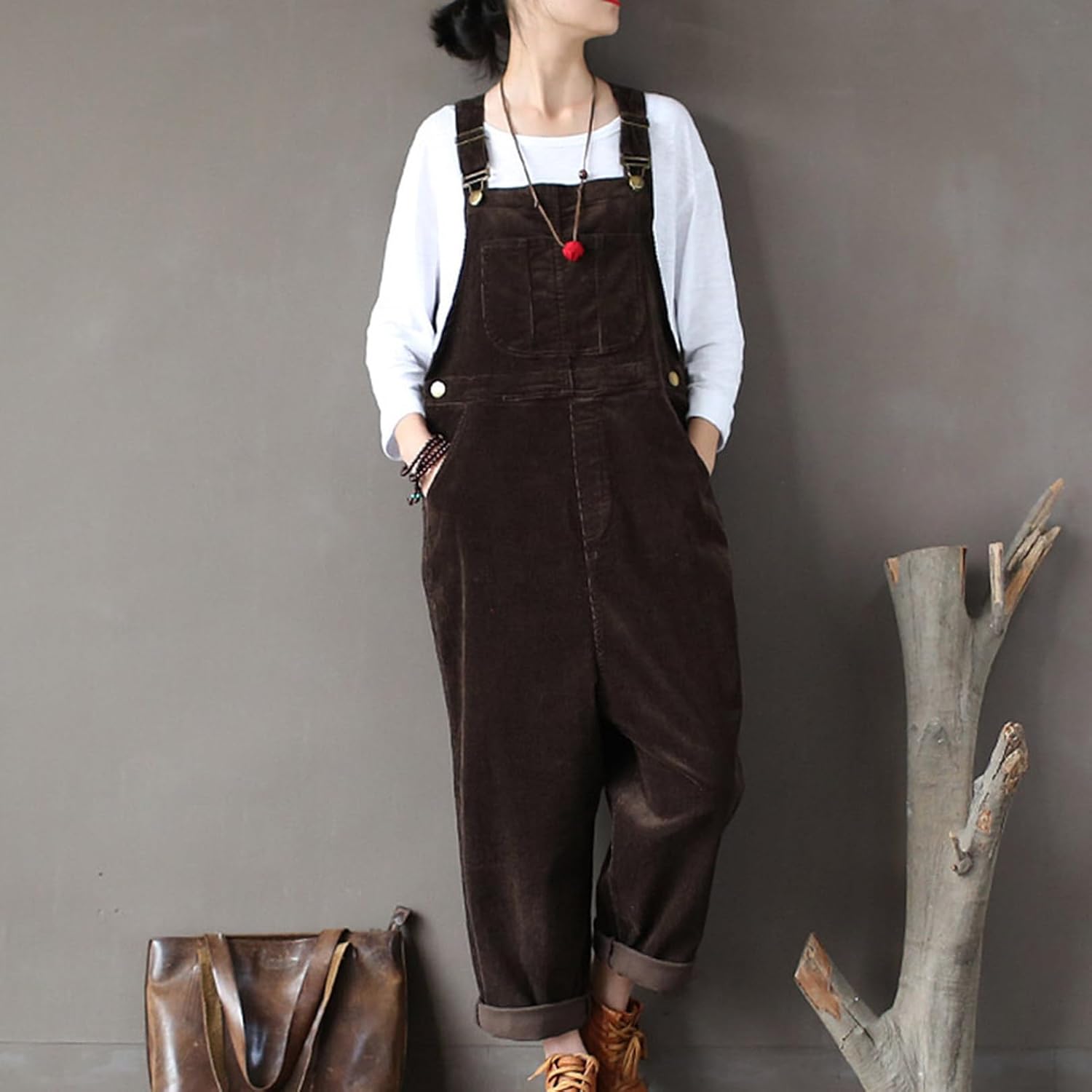 エヴィス 黒 コーデュロイ サスペンダー付きオーバーオール EVISU