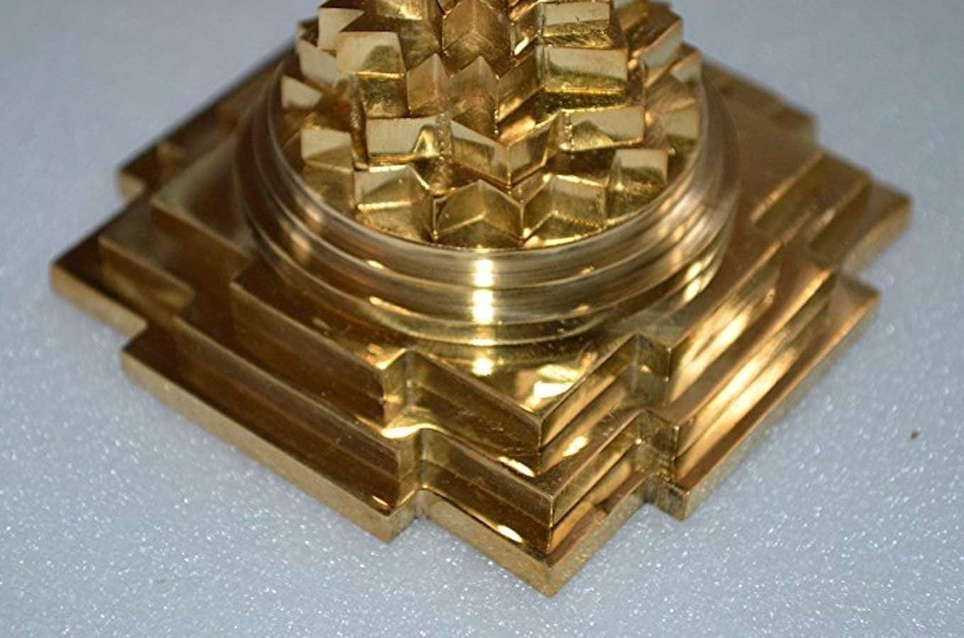 Sri Meru Yantra, Shree Chakra Maha Meru in Brass Size 3" Inch - Spiritual, Vaastu Dosh, Prosperity - 3D