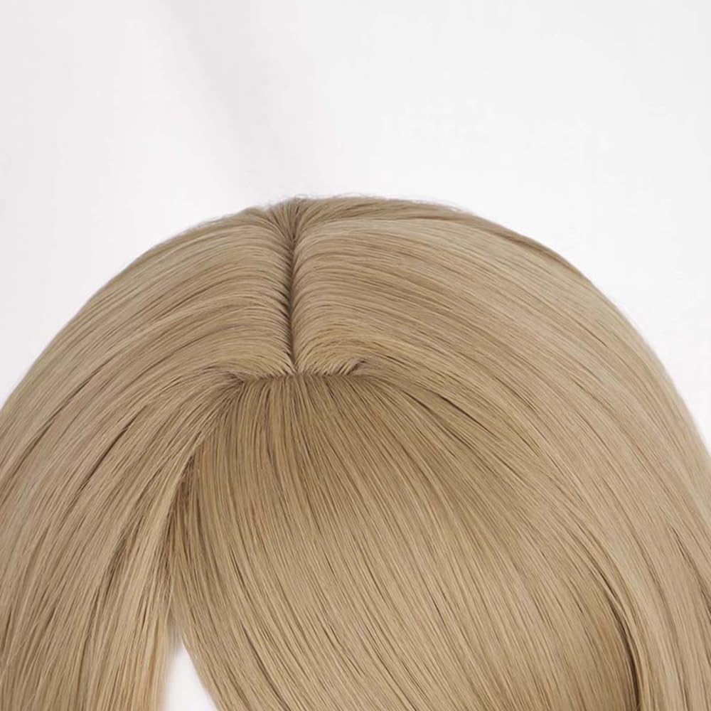 Light brown short hair wig side parted bob straight hair full hair cos simulation wigs 14inch
