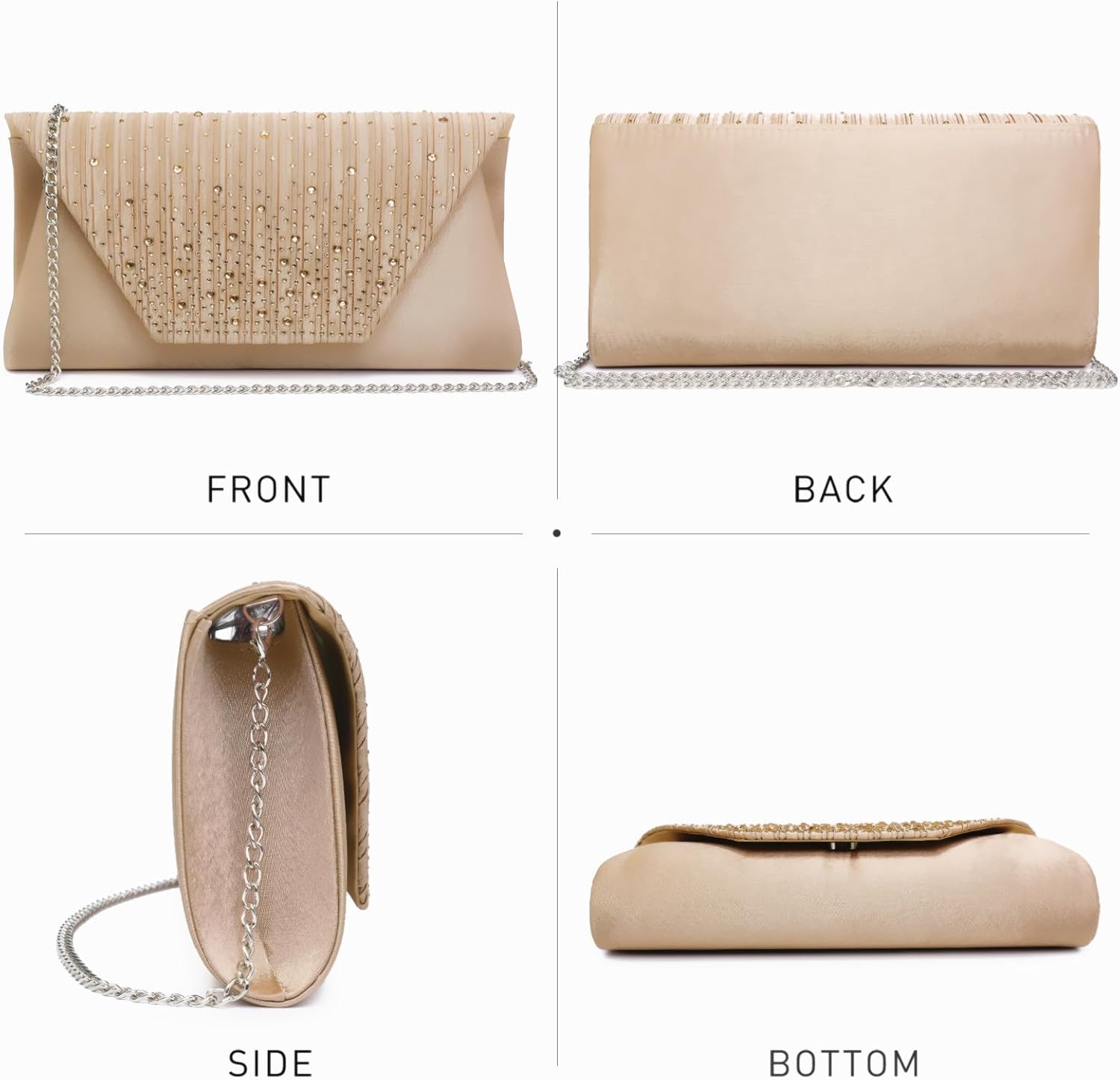 Dasein Women Evening Bags Wedding Purses Handbags Party Clutches Cocktail Prom Formal Clutch with Glitter Rhinestones - Image 2