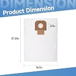 VB090F Fleece Filter Dust Bags Fit for VAC090A VAC090AH VAC090S 9 Gallon Shop Dust Extractor, He-pa Vacuum & Dust Collector Bags Replacement Parts, White - Pack of 7
