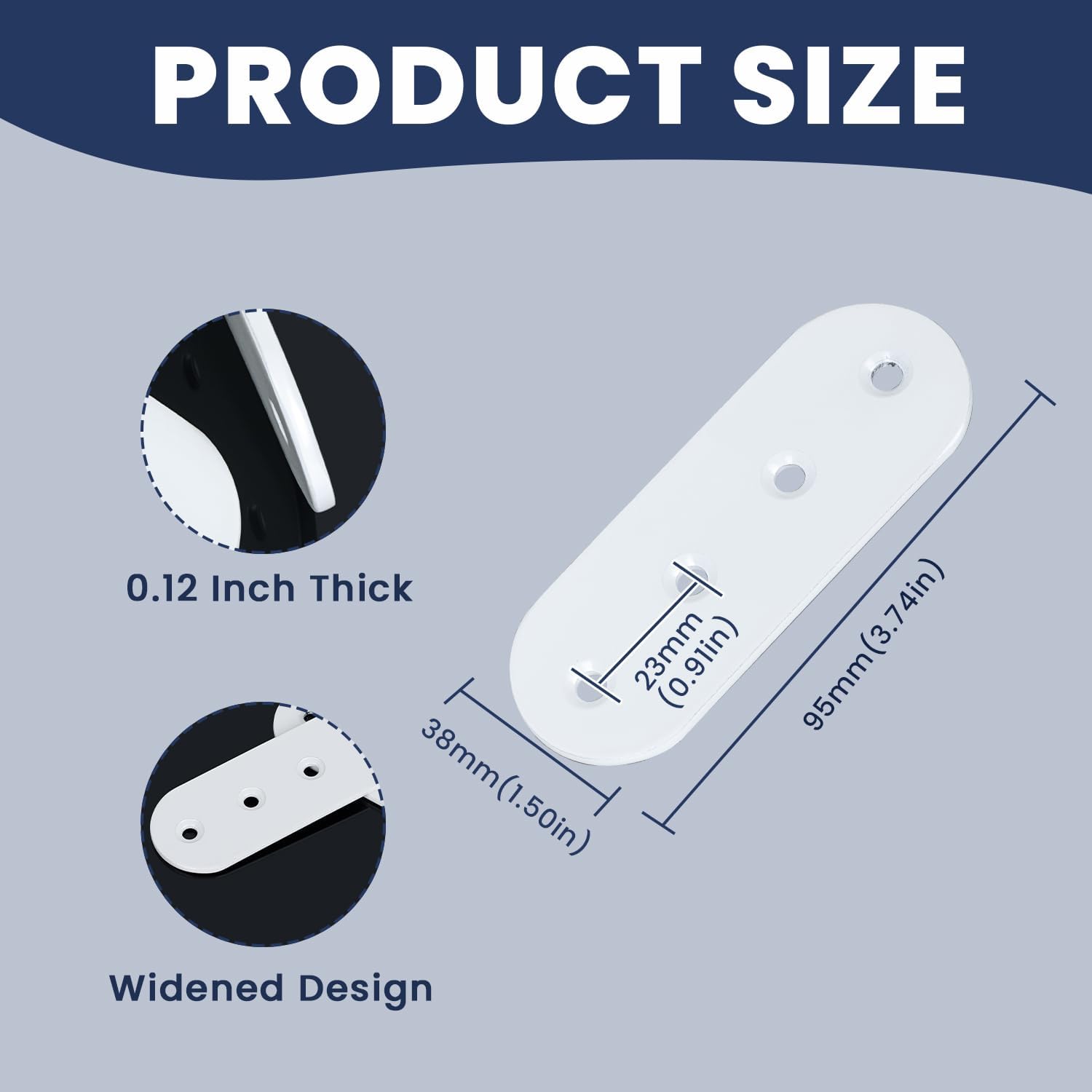 Alise 4 Pcs White Flat Mending Plates for Wood Furniture,100x38mm image 2