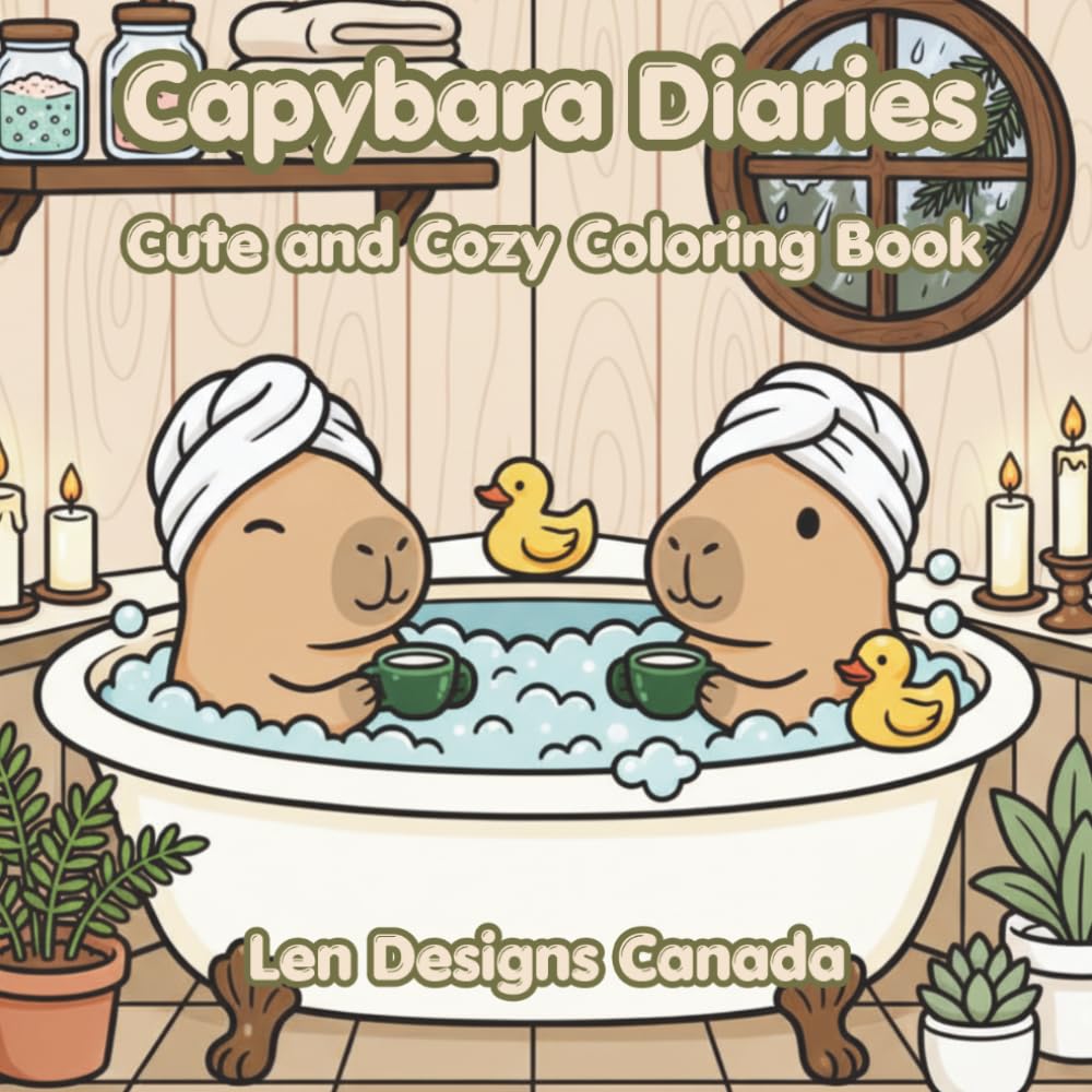 Capybara Diaries: Cute and Cozy Coloring Book