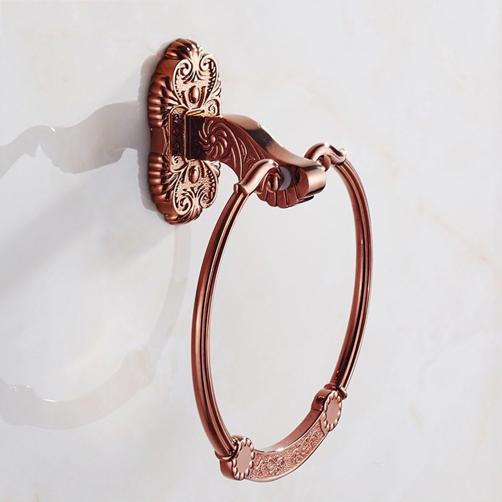 MBYW Modern high Load-Bearing Towel Rack Bathroom Towel Rail Storage Shelf Towel Rack Rose Gold Towel Ring Creative Carved Towel Ring Towel bar European Hardware Pendant, Towel Ring