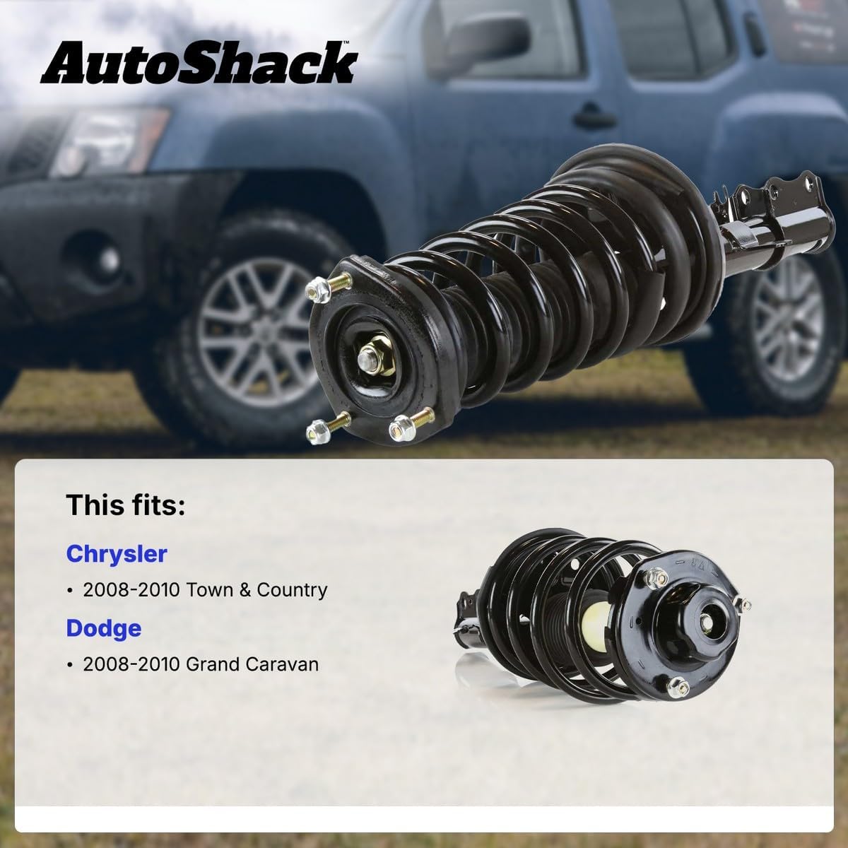 AutoShack Front Complete Strut & Coil Spring Assembly - Driver or Passenger Side for Dodge & Chrysler, Grand Caravan 2008-2010 Town & Country 2008-2010, FWD V6 3.3L 3.8L 4.0L