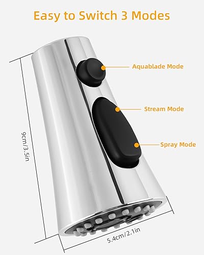 Vista 72 de Hibbent Cabezal de repuesto de acero inoxidable con 15 adaptadores, NSF/ANSI/CAN 61 y boquilla de grifo de cocina de 3 funciones certificada por