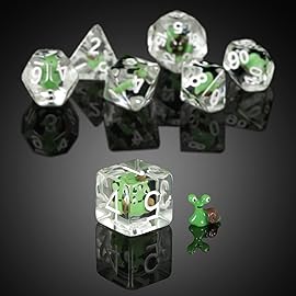 Snail Dice Set DND, DNDND Resin 7 D&D Die with Velvet Bag for Dungeons and Dragons D&D Rolling Games and Tabletop GamesGreen Snail