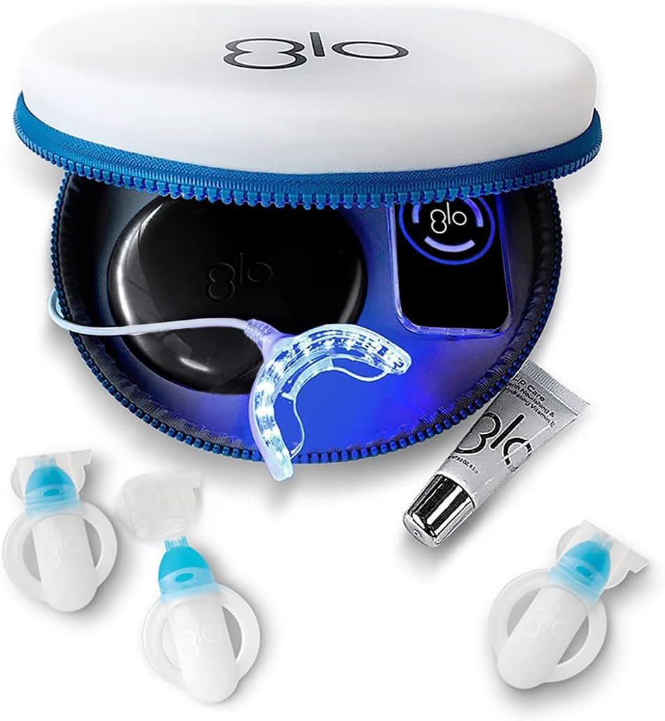 GLO Brilliant Deluxe Teeth Whitening Device Kit with Patented Blue LED