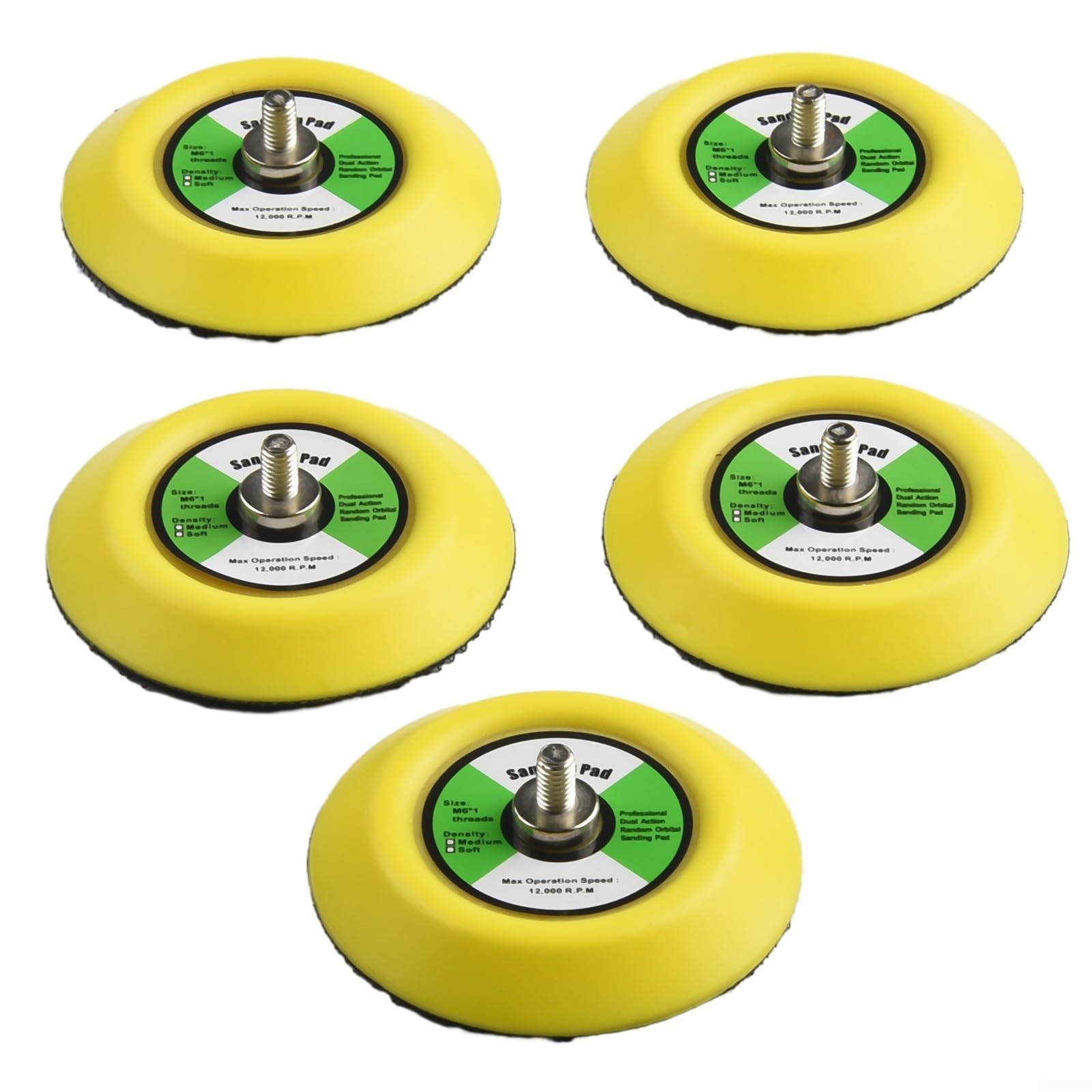 Platorello per lucidatura a gancio da 75 mm, accessori per smerigliatrice angolare per levigatrici pneumatiche, filettatura maschio M6, diametro 7,6 cm, set da 5 pezzi, fino a 12000 giri/min (5 pezzi)