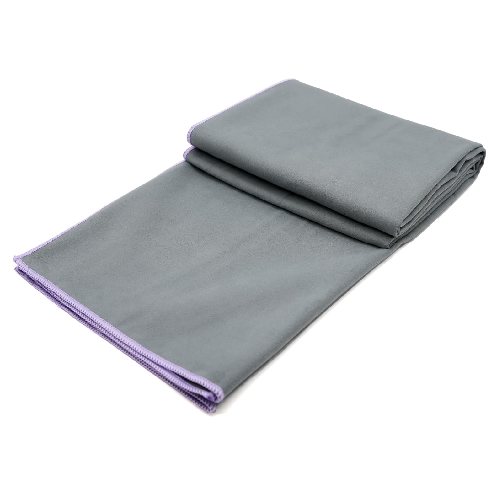 Eunzel Toalla de yoga caliente antideslizante toalla de microfibra ultra absorbente para yoga caliente, pilates, Bikram y entrenamiento, 26.5 x 72 pulgadas, gris/morado