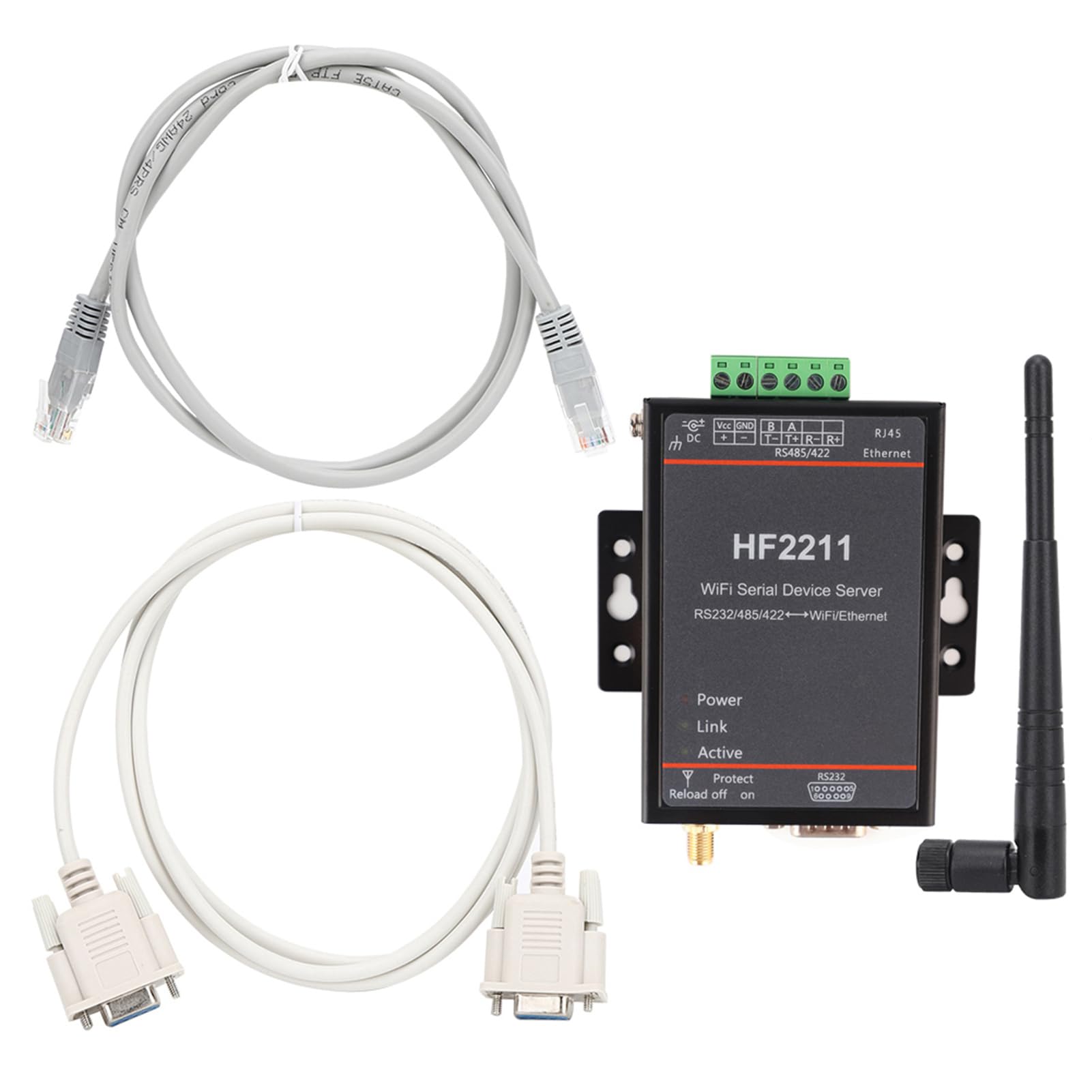 QANYEGN HF2211 Serial Port Server, Ethernet Network Converter Communication Device, HF2211 Serial Device Server for Data Transfer