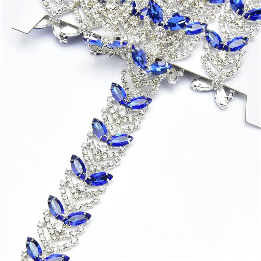 Ruban saphir œil de cheval strass feuille pour sublimer vos robes de mariée et soirées