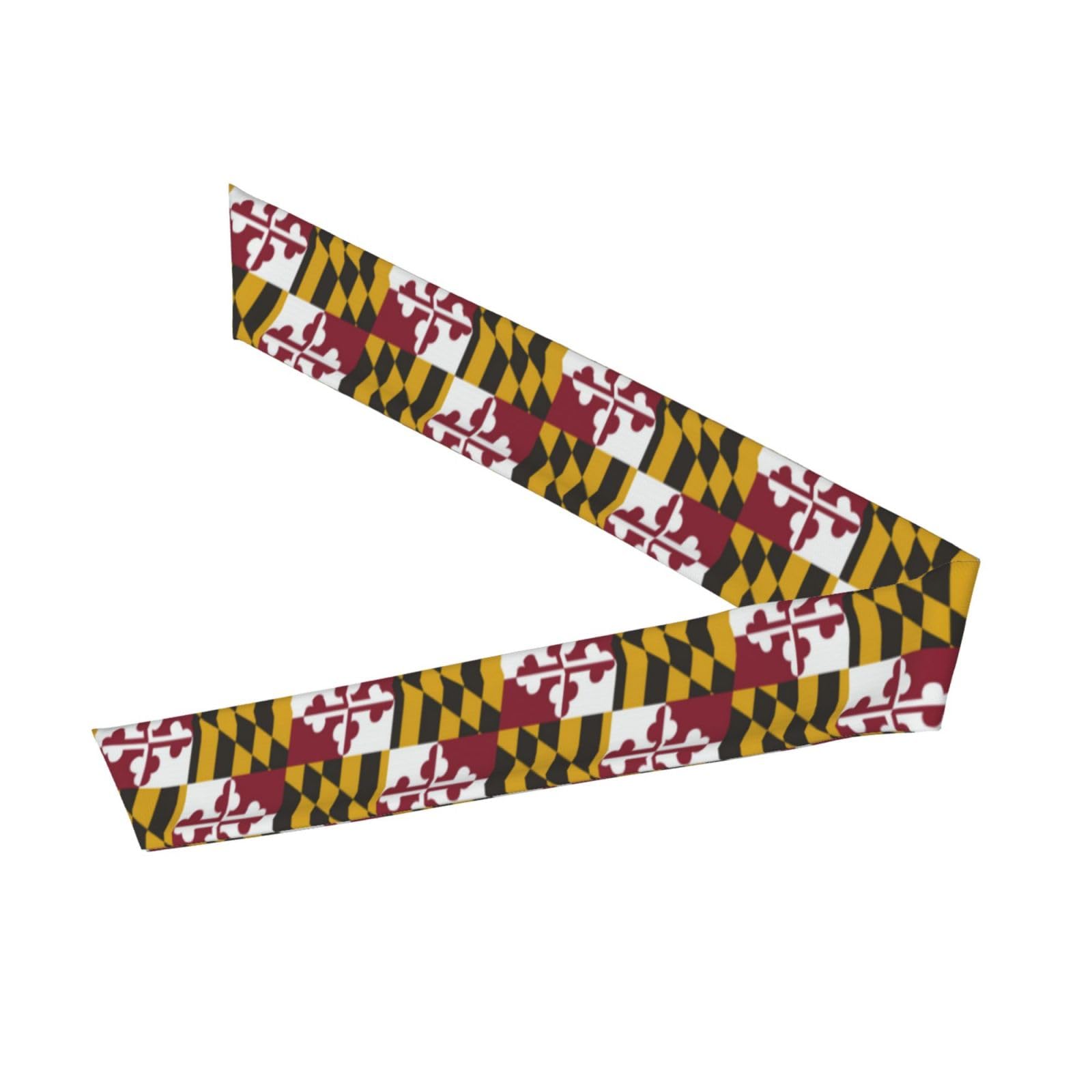 GTEVUTS Maryland State Flag Tie Headband,Cute Flag Sports Headband Hair Band for Men Women,Athletic Sweatbands for Basketball Tennis Football Running Yoga
