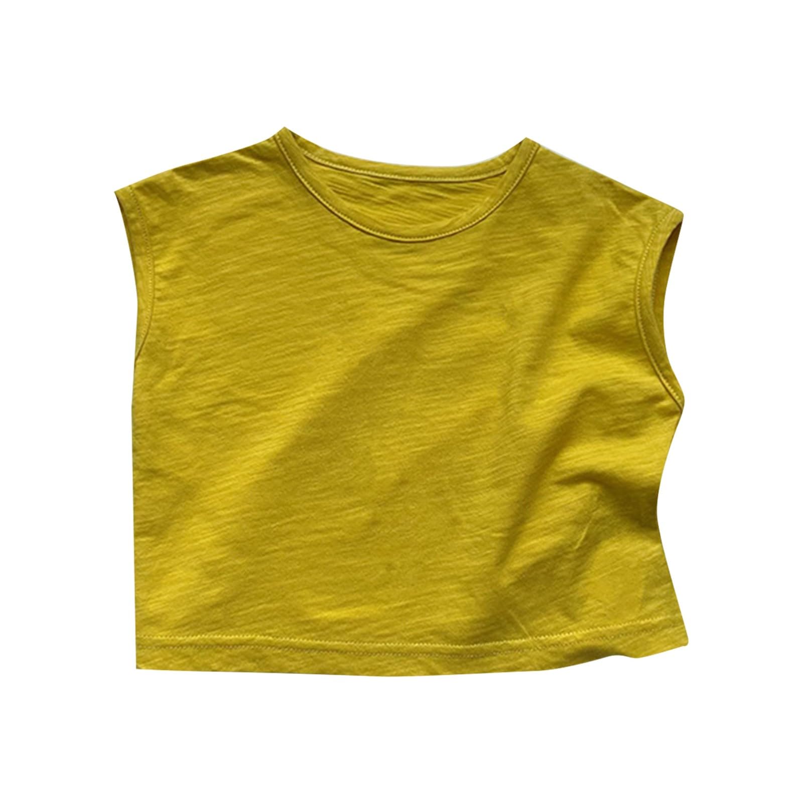 RNTOP Toddler Kids Baby Girls Boys Tank Tops Infant Outfits Sleeveless Solid Color Undershirts Fashion Tee Shirts Clothing Yellow