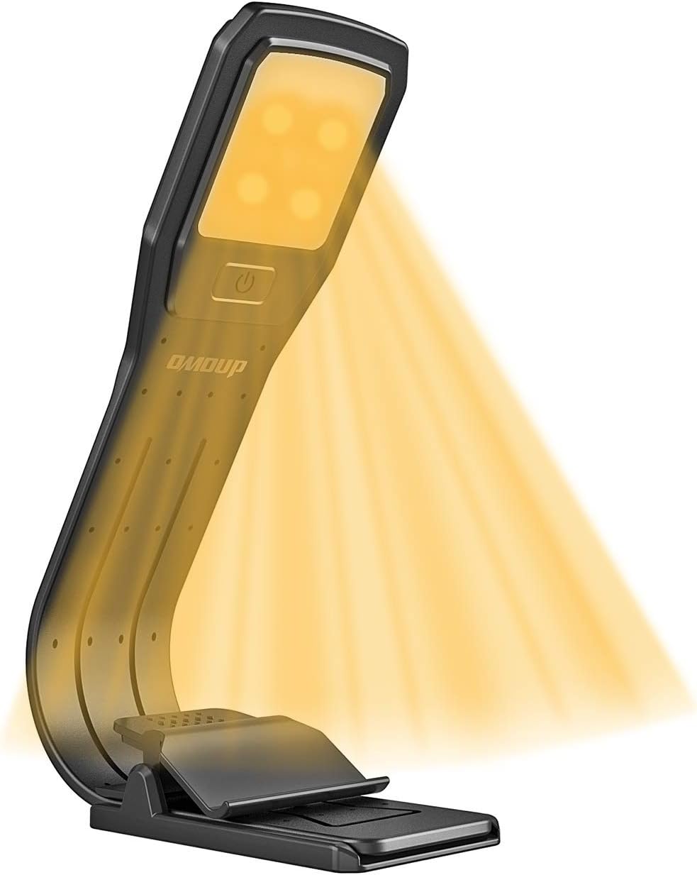 Book Lamp, OMOUP 4 LED Adjustable Brightness Book Light Rechargeable with Flexible Arm, Clip Bed Reading Lamp Bookmark Light Desk lamp Computer Lamp USB