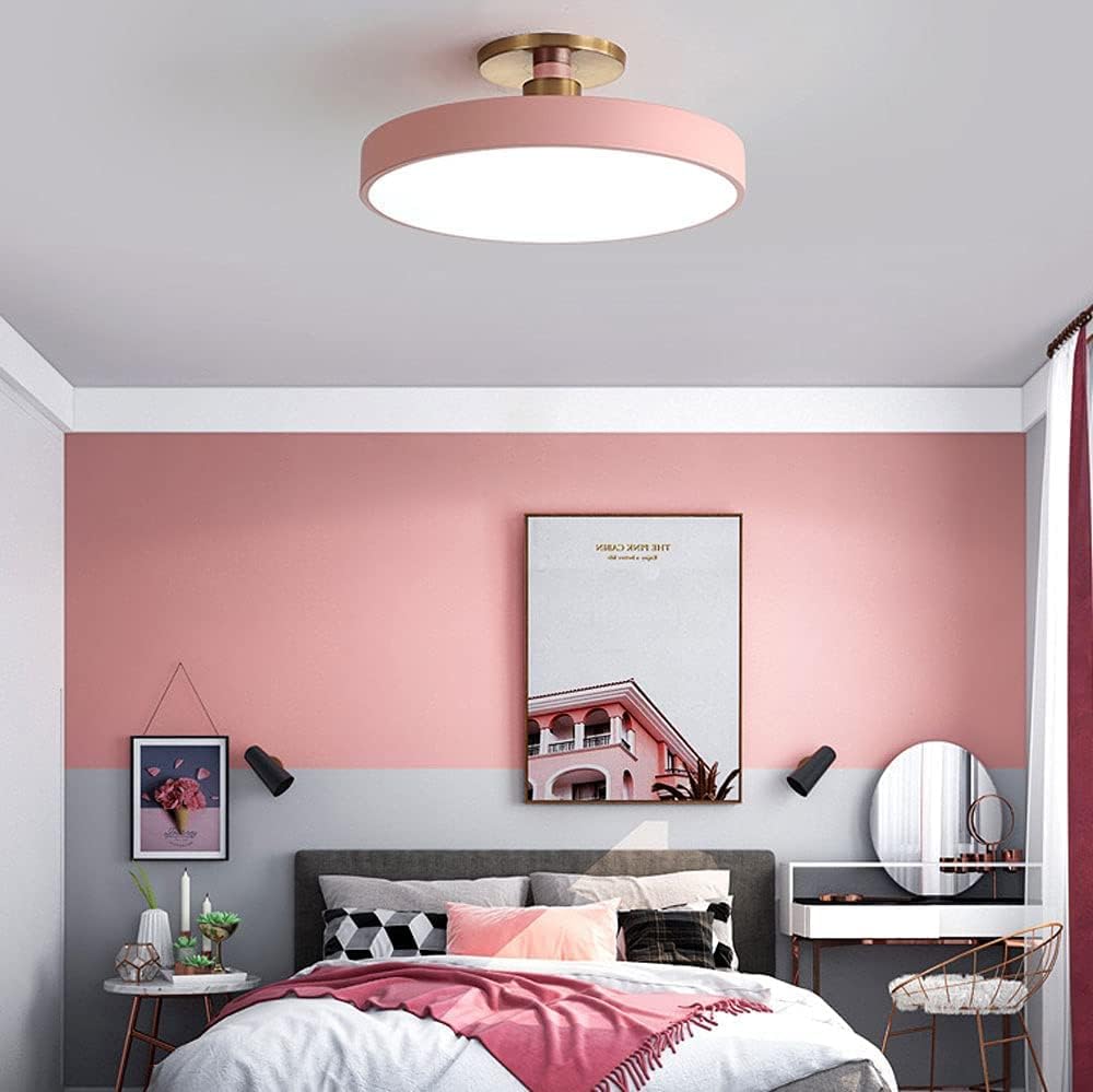 Led Flush Mount Ceiling Light Fixtures Adjustable Three-Color Temperature Ceiling Lamp, Round Close to Ceiling Lighting Bedroom Porch Stairwell Living Room Decorative Lights/White/11.8In