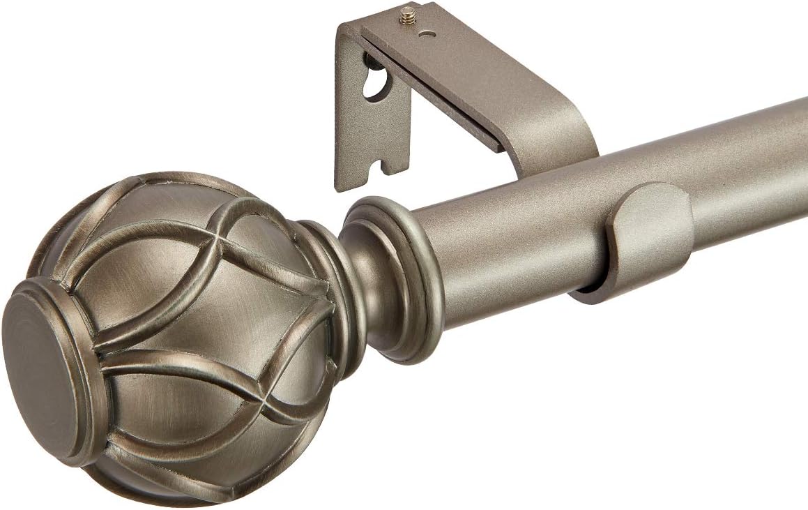 YunNephele 1 inch Bronze Curtain Rod with Netted Texture Ball Finials, Decorative Single Drapery Rod, Farmhouse Style Curtain Rod for Windows,36-72 inch: Home & Kitchen